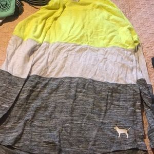 Pink color block long sleeve tee